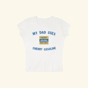 Cherry LA Gasoline Scoop Baby Tee in White